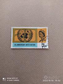 francobollo regina Elisabetta ONU originale 
