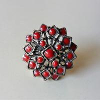 Anello regolabile rosso e argento