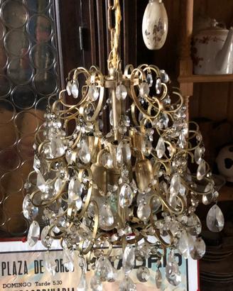 Lampadario a 6 luci con gocce di cristallo