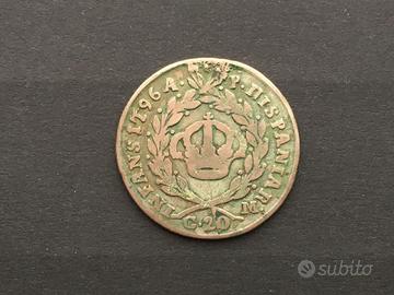 Moneta tarì 20 grana 1796 argento Ferdinando IV