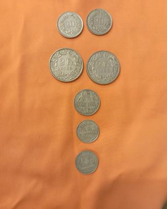 FRANCHI SVIZZERI Lotto da n. 5 monete