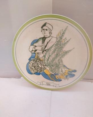 Piatto in ceramica caravella Nina Colombiadi 1992