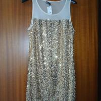 VESTITO COLOR ORO CON PAILLETTES