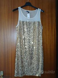 VESTITO COLOR ORO CON PAILLETTES