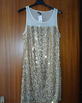 VESTITO COLOR ORO CON PAILLETTES