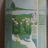 Trompe l' oeil anta per armadio a muro su legno