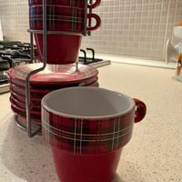 Sei tazzine da caffè rosse vintage anni 70