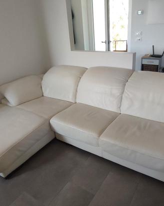 Divano design in vera pelle bianco reclinabile