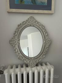 Specchio Ovale Shabby Chic con Cornice Decorata
