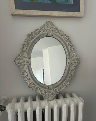 Specchio Ovale Shabby Chic con Cornice Decorata