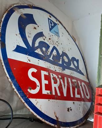 INSEGNA VESPA SERVIZIO SMALTATA originale 