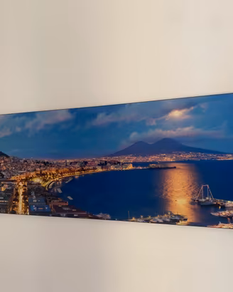 Quadro panorama Napoli su pannello di legno