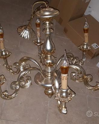 Lampadario foglia oro