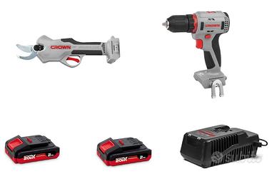 CROWN Forbici CT29001HX + Trapano CT21091HX 20V
