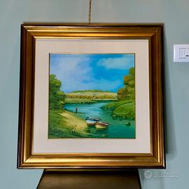 Quadro Gianni Tinti paesaggio fluviale