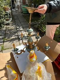 Lampadario turchese oro