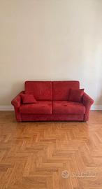 Divano Letto Rosso con Materasso + Cuscini Inclusi