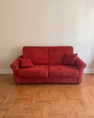 Divano Letto Rosso con Materasso + Cuscini Inclusi