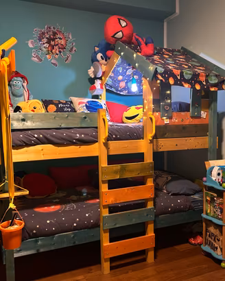 Cameretta bambini doppio letto armadio e comò