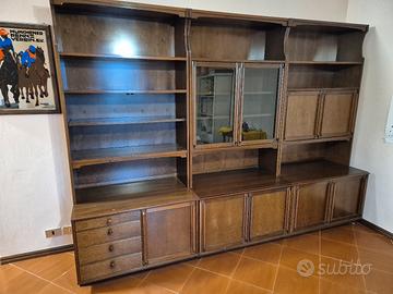 mobile libreria in legno massello con vetrina 