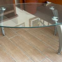 Tavolino da salotto in vetro e metallo