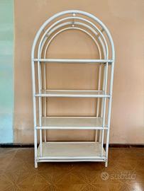 Libreria/Scaffale in rattan bianco