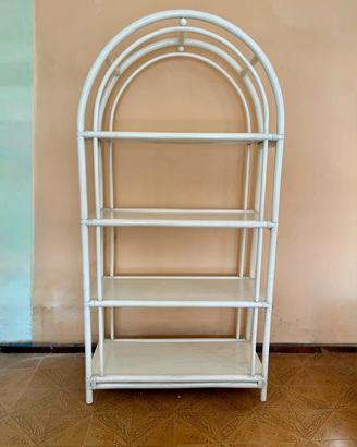 Libreria/Scaffale in rattan bianco