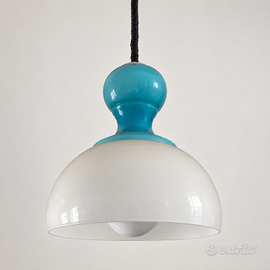 Lampadario vintage a sospensione bianco e azzurro 