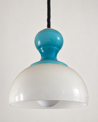 Lampadario vintage a sospensione bianco e azzurro 