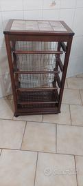 carrello porta frutta e pane con ruote.