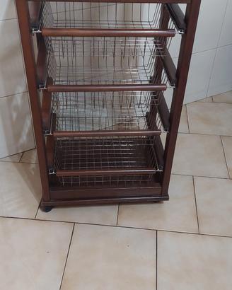 carrello porta frutta e pane con ruote.