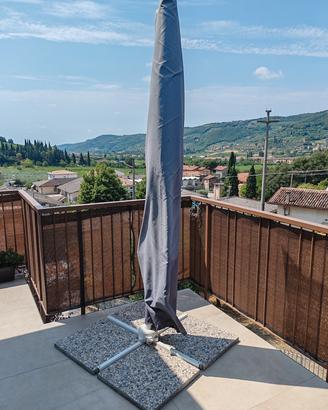 Ombrellone da giardino con base e 4 mattonelle zav