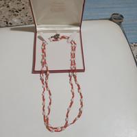 Collana, di corallo rosso e perle bianche 