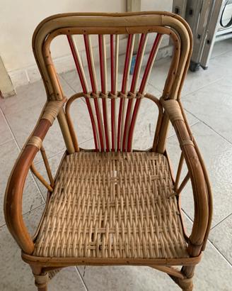 Poltroncina sedia vintage anni 60/70 bambù