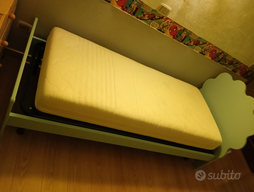 Letto singolo una piazza azzurro COMPLETO