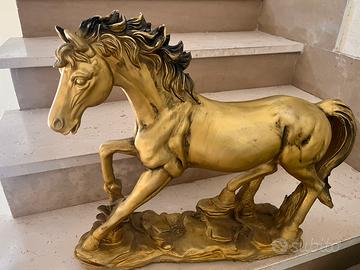 Statua cavallo dorato grande 47 cm