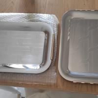 Coppia vassoi acciao inox Inoxbeck manici oro