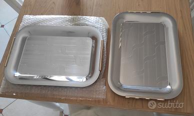 Coppia vassoi acciao inox Inoxbeck manici oro