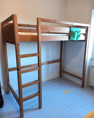 Letto a soppalco singolo in legno massello, Ikea 