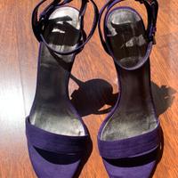 Sandali donna viola in velluto - Tacco 10 cm