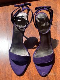 Sandali donna viola in velluto - Tacco 10 cm