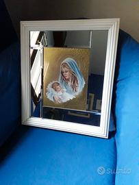 Quadra a specchio molato con la Madonna e bambino