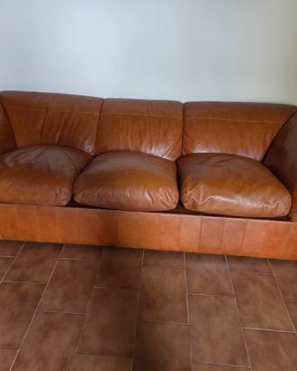 Salotto vintage anni 70in pelle cognac seat comple