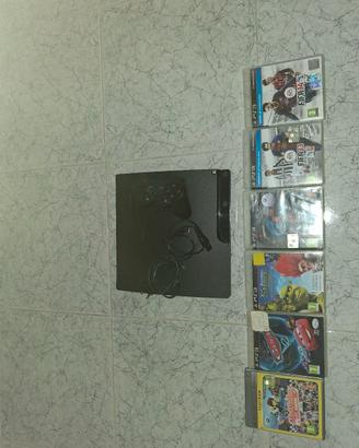 ps3slim+6 giochi+volante,pedali Thrustmaster