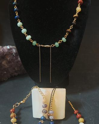 set 2 bracciali,collana pietre chakra , 