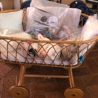 Culla in vimini usata solo una volta con materasso