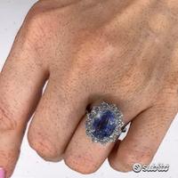 ANELLO ORO 18kt. DIAMANTI E ZAFFIRO CERT. 5,90