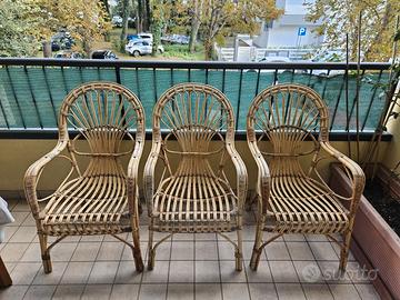 Sedie in vimini fatte a mano - set da 3 – usate.