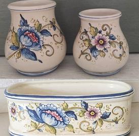 Coppia di vasi con vaschetta in ceramica LA CAVA 