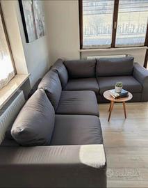 Divano con penisola in tessuto antracite